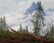 Caspar David Friedrich Mountain Peak with Drifting Clouds oil painting artist